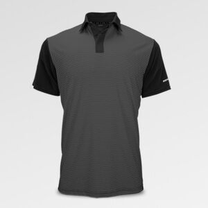 Marucci Mens Black & Gray Striped Performance Polo